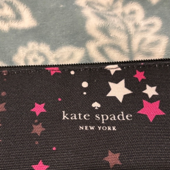 Kate Spade Black Cosmetic Pouch with Pink and White Stars - Picture 2 of 5